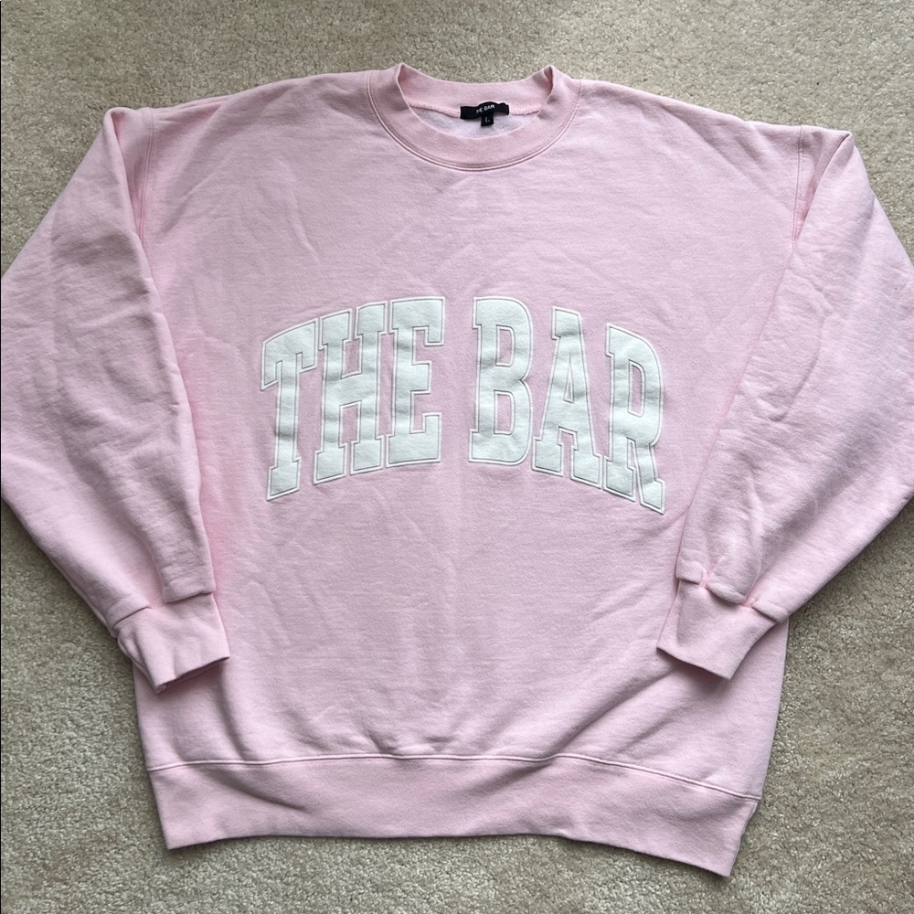 The Bar Blush Pink Varsity Crewneck Sweatshirt - Picture 4 of 9
